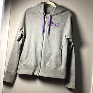 Under Armour Storm Full zip Gray Hoodie with Purple Accent L